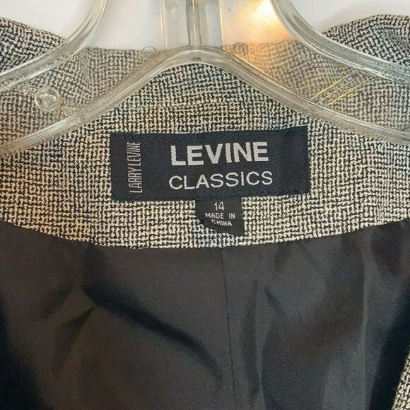 Larry Levine Classics Womens Two Button Suit Jacket Black White 14 PLUS SIZE - Picture 2 of 6